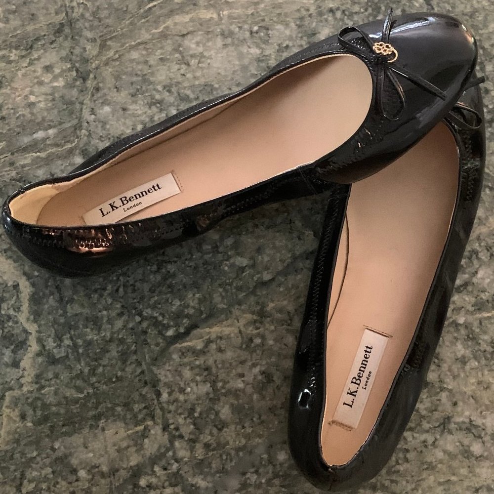 SALE!! LK Bennett black patent leather flats